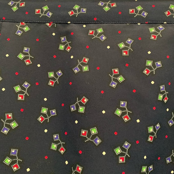 Vintage Navy Blue Art Deco Geometric Print High Waist Maxi Mod Anthro Skirt 14 - Picture 3 of 7